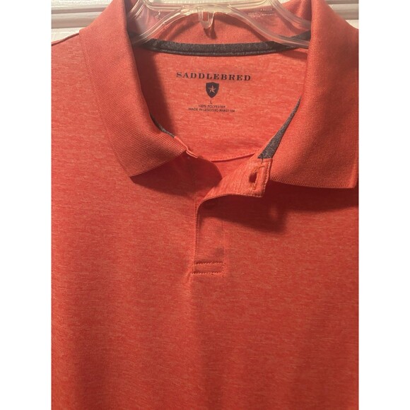 Saddlebred Performance Polo Shirt Large Orange Polyester Mens Polo Short Sleeve - Picture 2 of 3